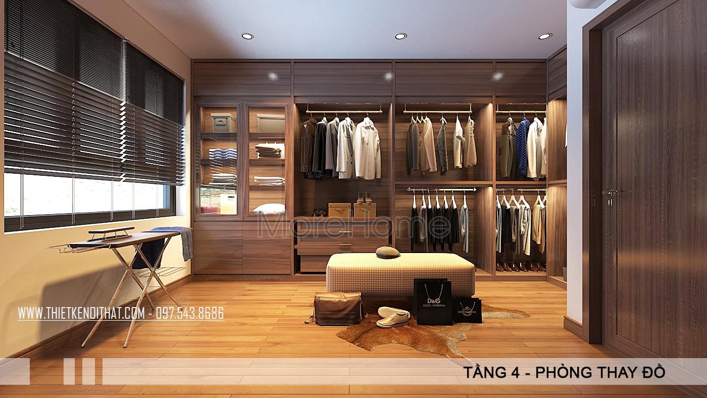 Thiết kế nội thất phòng thay đồ cho biệt thư Vinhome Thăng Long, Hoài Đức, Hà Nội